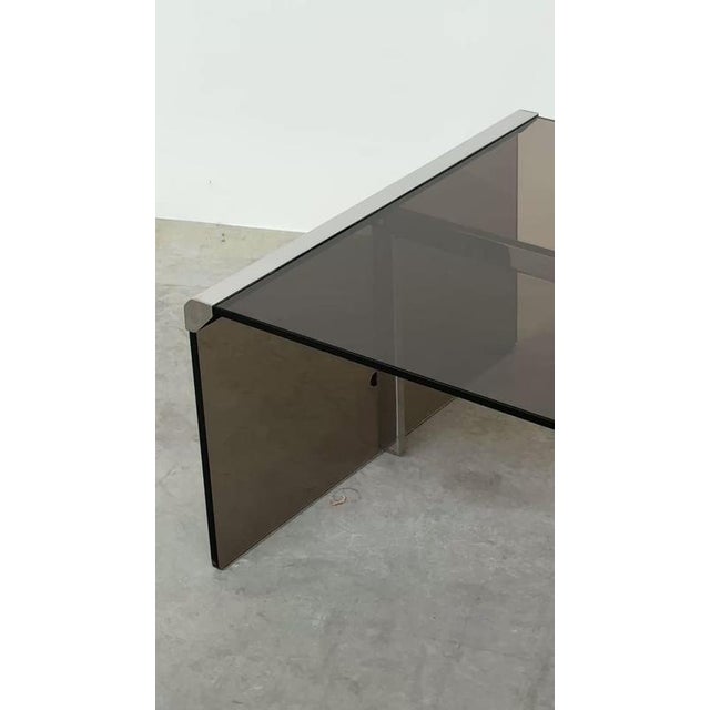 Smoked Glass Coffee Table with Chrome Details from Radice & Galotti, Italy, 1970s For Sale - Image 11 of 12