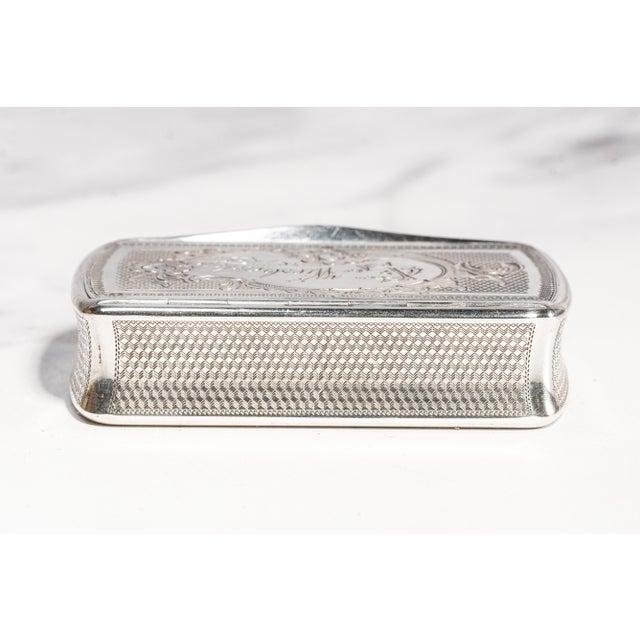 Intricate Engine Turned Pattern Antique Victorian 800 Silver Snuff Box Tobacciana For Sale - Image 10 of 13