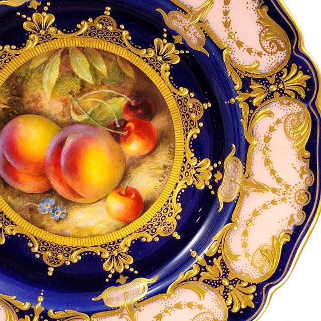 Ceramic Fruit Cabinet Plate by R. Sebright for Royal Worcester / Maple London, 1921 For Sale - Image 7 of 15