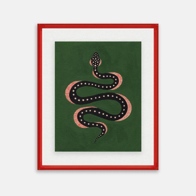 Willa Heart Apple the Snake by Willa Heart in Dark Red Acrylic Shadowbox, Medium Art Print For Sale - Image 4 of 4