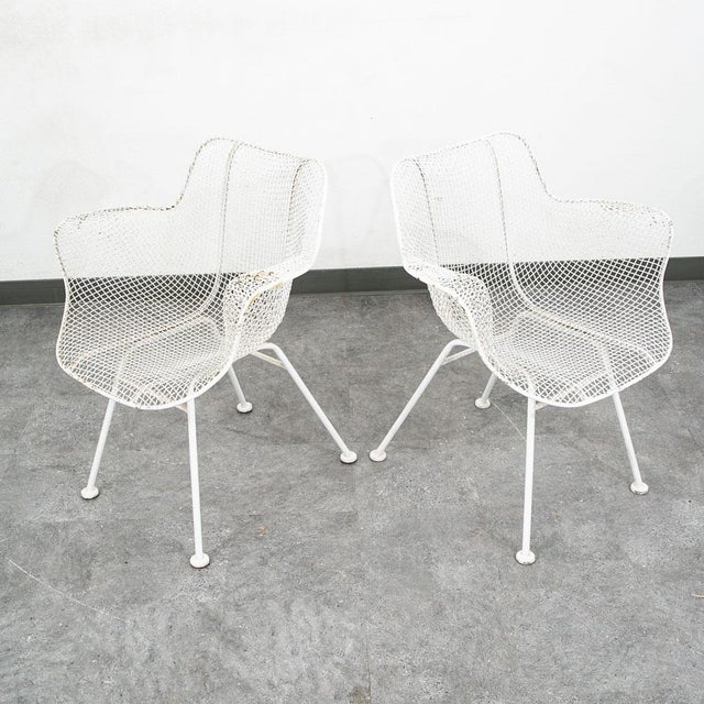 Mid-Century Modern Mid Century Modern Patio Chairs Armchairs Set 4 White Russell Woodard Sculptura, Attributed For Sale - Image 3 of 10