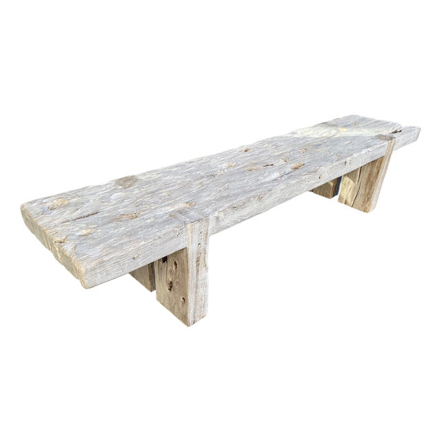 Andrianna Shamaris St. Barts Bleached Teak Wood Bench For Sale
