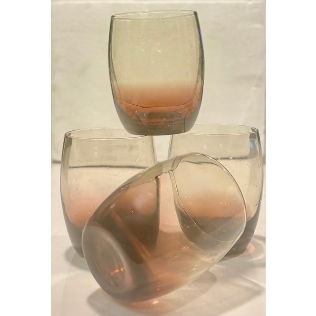 Dansk Late 20th Century Rose Colored Ombre Lowball Tumblers - Set of 4 For Sale - Image 4 of 9