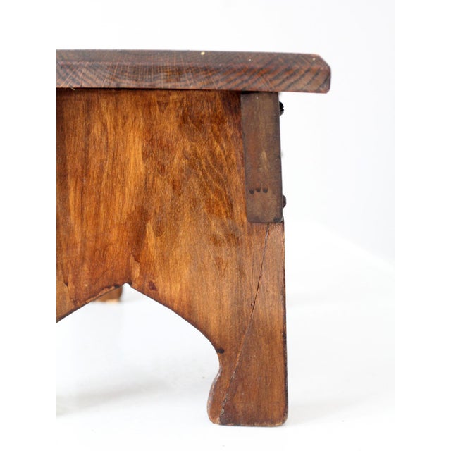 Antique Wooden Farmhouse Stool For Sale - Image 9 of 12