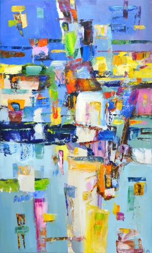 Evening in the City.Modern Original Painting. Arts Bound