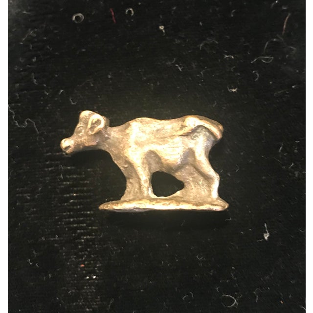 Antique Ancient Bronze Miniature Cow Sculpture Netsuke For Sale - Image 4 of 4