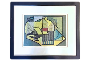 Vintage Mid-Century Modern Abstract Lithograph Print