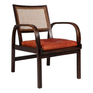 Armchair in Beech, Cane and Leather by Magnus Stephensen for Fritz Hansen 1930s For Sale