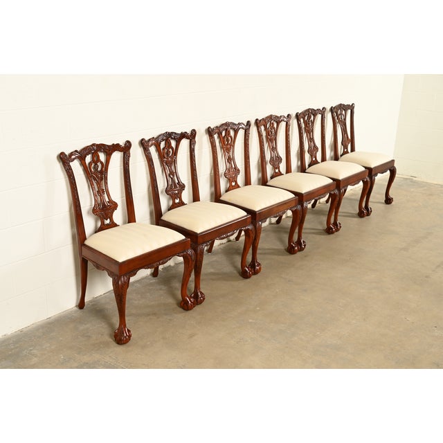 Baker Furniture Style Chippendale Carved Mahogany Dining Chairs, Set of Six For Sale - Image 13 of 13