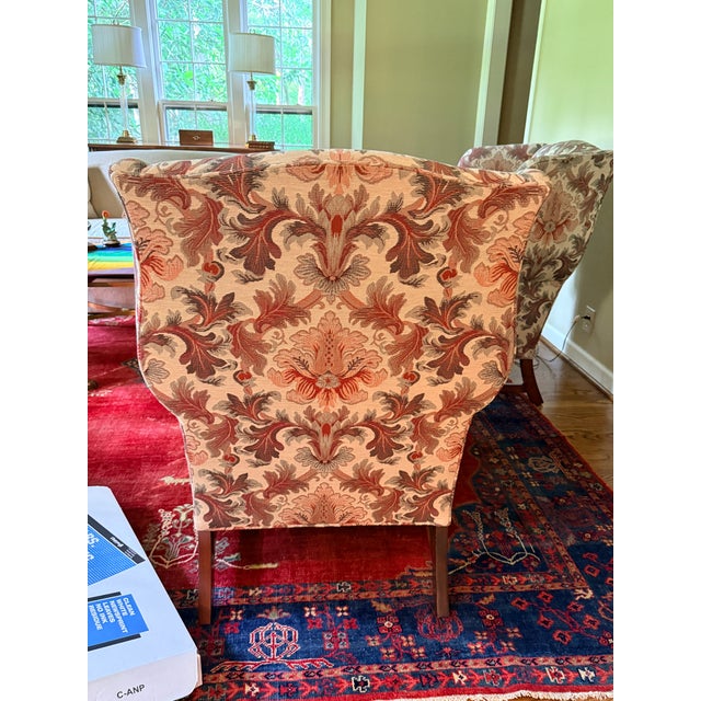 Pair of Jacquard TRS Wingback Chairs For Sale - Image 10 of 12