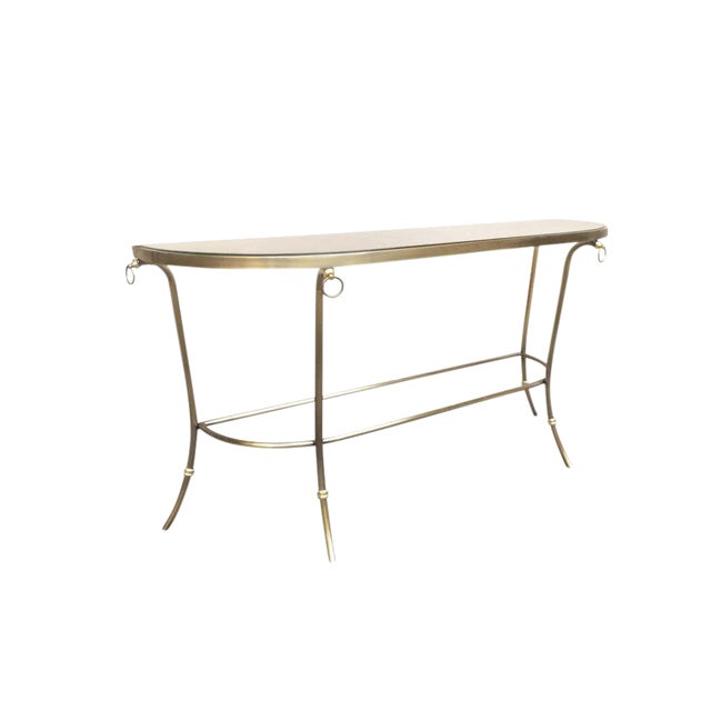 1986 Design Institute of America Brushed Nickel & Glass Console Table For Sale