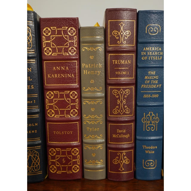 Traditional Set of 16 Gold Embossed Leather Bound Books W/ Gilt Edge by the Eaton Press For Sale - Image 3 of 12