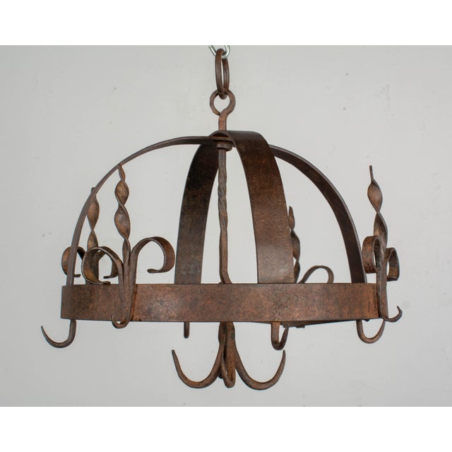 19th Century French Wrought Iron Hanging Pot Rack Chairish