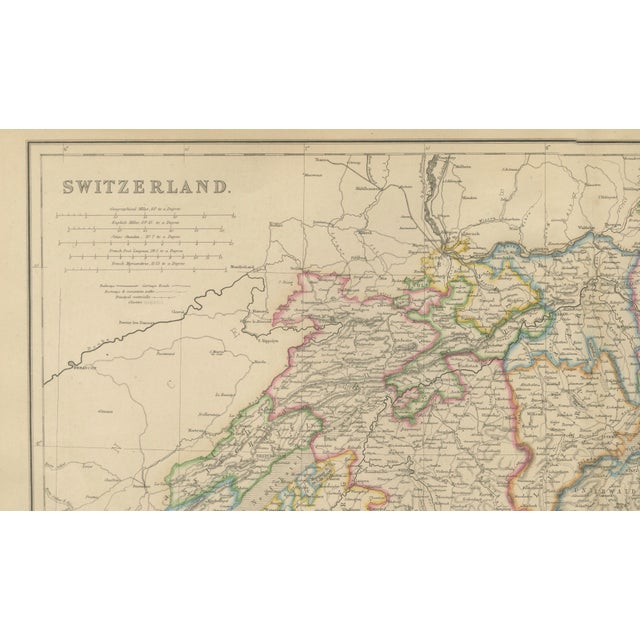 Antique Map of Switzerland from Blackie & Son, 1860s For Sale - Image 3 of 11