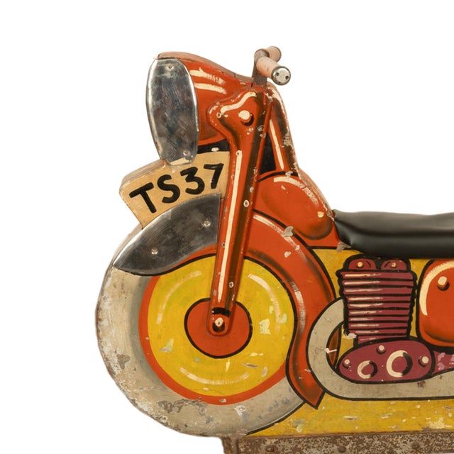 1940s American Amusement Park Motorcycle Motorbike Painted Carousel Carnival Ride For Sale - Image 11 of 12