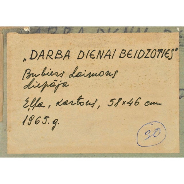 Laimonis Bubieris, at the End of the Working Day in Liepāja. 1963, OIl and Cardboard For Sale - Image 4 of 5