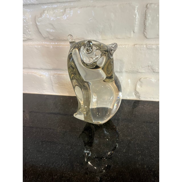 1970s Modern Glass Owl Figurine For Sale - Image 4 of 6
