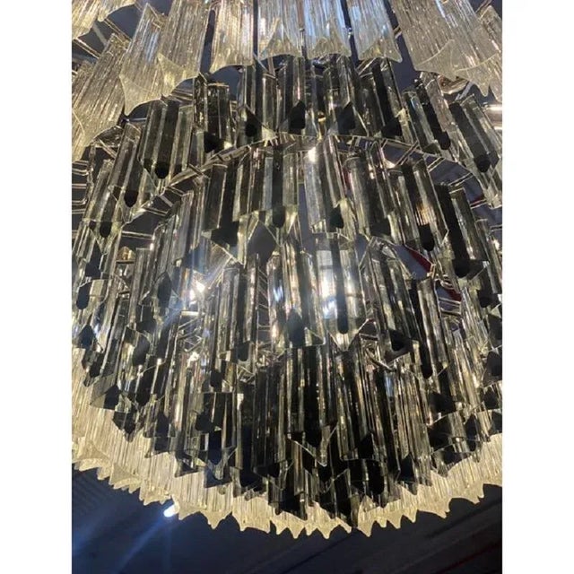 Glass Transparent and Black Triedro Murano Glass Chandelier by Simong For Sale - Image 7 of 10