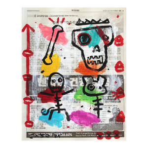 Cemetery Collage - Original Colorful Figurative Pop Art Painting by Gary John