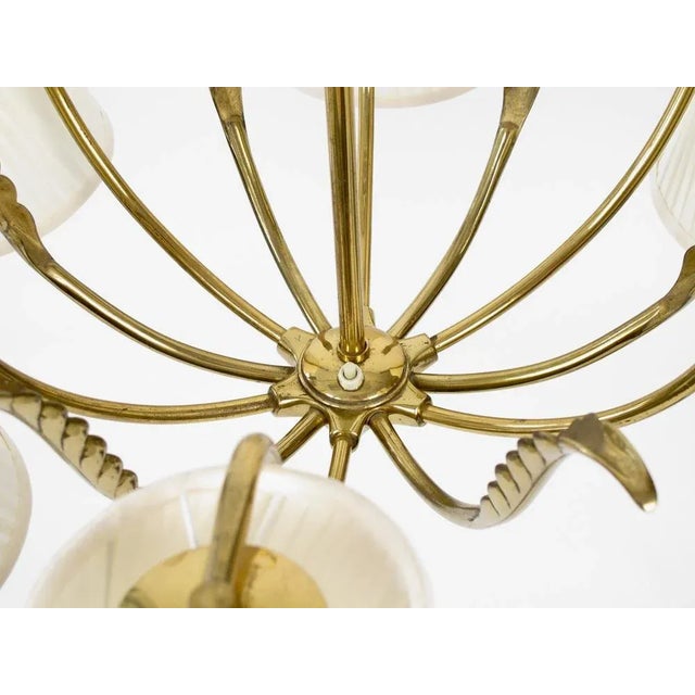 1950s Vintage Pendant Light in Brass with Silk Shades by Josef Frank, 1955 For Sale - Image 5 of 17