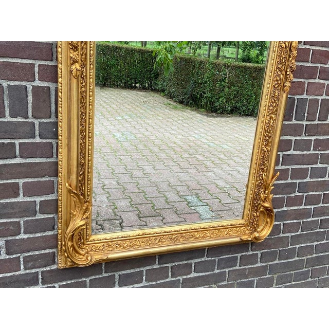 Late20C French Artisan Louis XVI Gold Wood Floor Mirror-Pair For Sale - Image 12 of 16