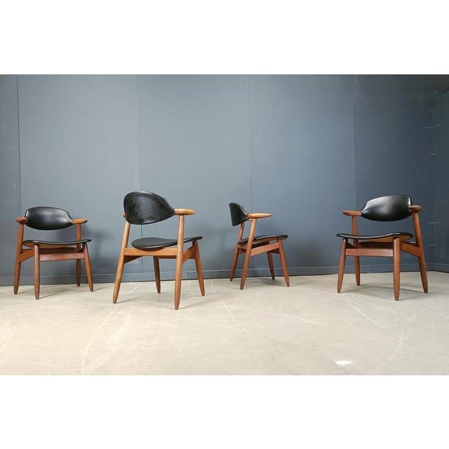 Wood Vintage Cowhorn Dining Chairs by Tijsseling Meubelfabriek for Hulmefa, 1960s, Set of 4 For Sale - Image 7 of 13