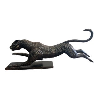 20th Century Brutalist Metal Running Cheetah Sculpture For Sale
