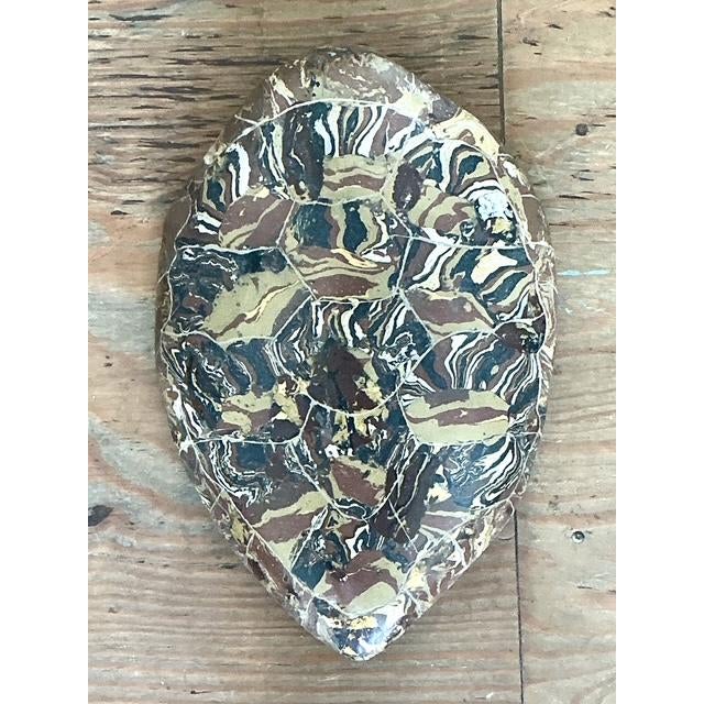 Chocolate Vintage Italian Scagliola Artisan Made Pigmented Plaster Turtle Shell For Sale - Image 8 of 10