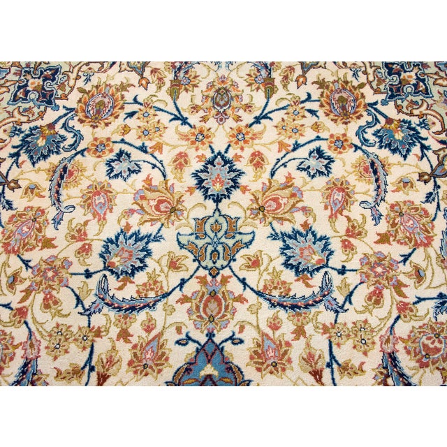 Ivory Mid 20th Century Persian Kashan Rug For Sale - Image 8 of 16