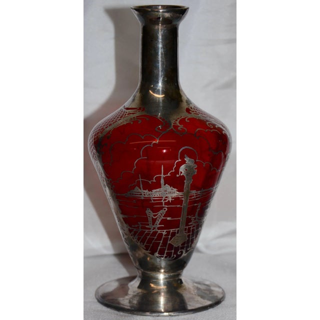 Early 20th Century Ruby With Silver Overlay Vase For Sale In Nashville - Image 6 of 13