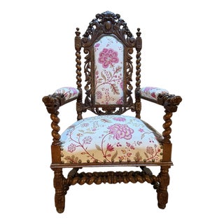 High Period Style Carved Walnut Armchair For Sale