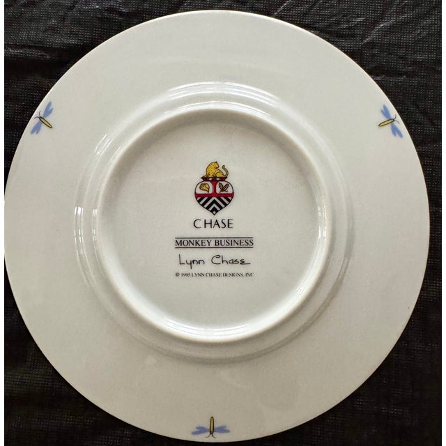 American 1990s Monkey Business by Lynn Chase Flat Cup & Saucer Set For Sale - Image 3 of 5