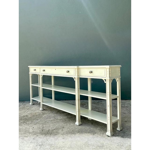 Wood Vintage Stanley Painted Wood Console Table For Sale - Image 7 of 12