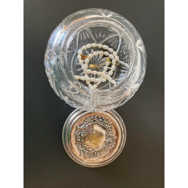 Metal English Art Glass and Silverplate Jewelry Box For Sale - Image 7 of 12