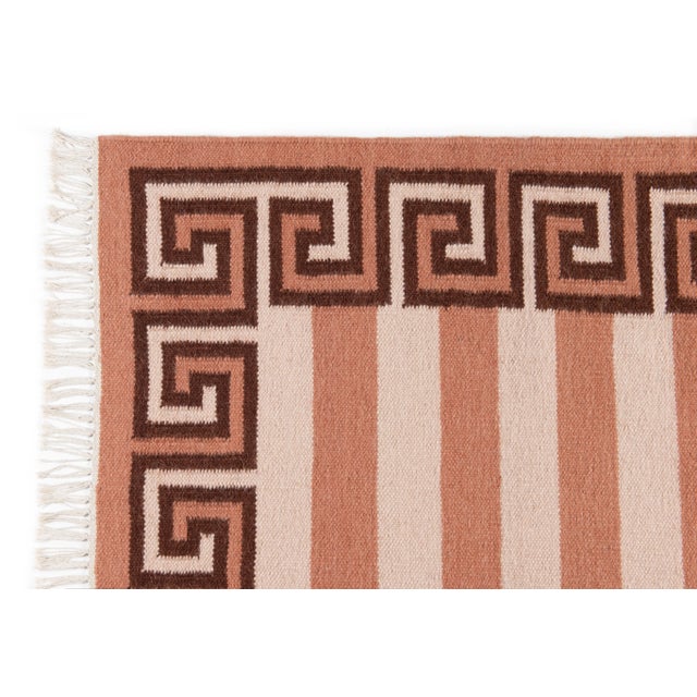 Transitional Part & Parcel Goods Wool Stripe Rug, 9' x 12', Bisque, Topaz and Chocolate For Sale - Image 3 of 6