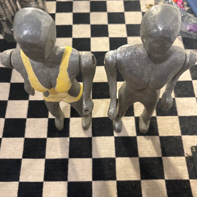 Metal 1960s Pair of Artful Brutalist Male Female Sculptures. For Sale - Image 7 of 8