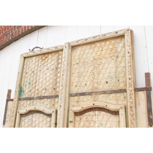 Pair of Antique Rajathani Carved Doors For Sale - Image 10 of 12