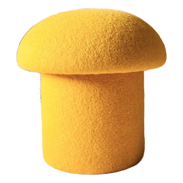 Mushroom Ottoman in Saffron Wool For Sale