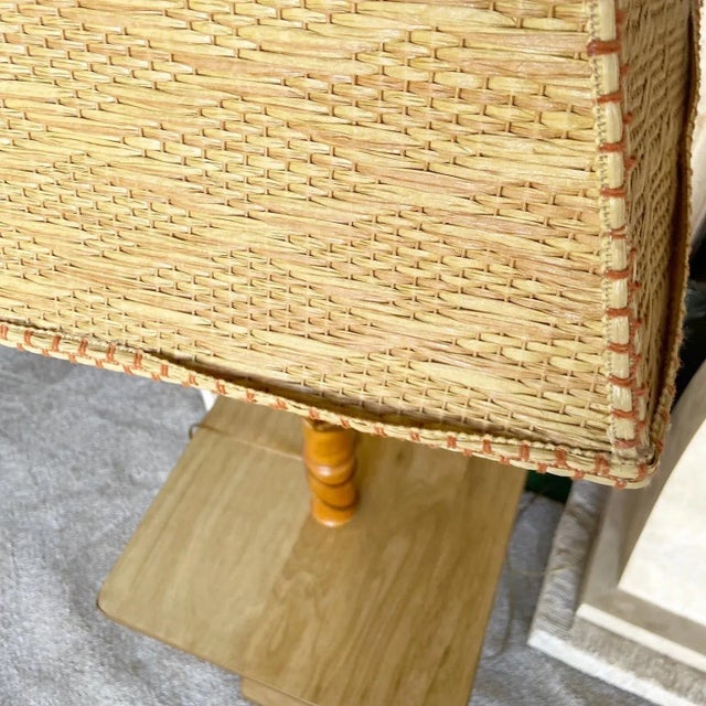 1980s Boho Chic Faux Bamboo Side Table Floor Lamp For Sale - Image 5 of 8