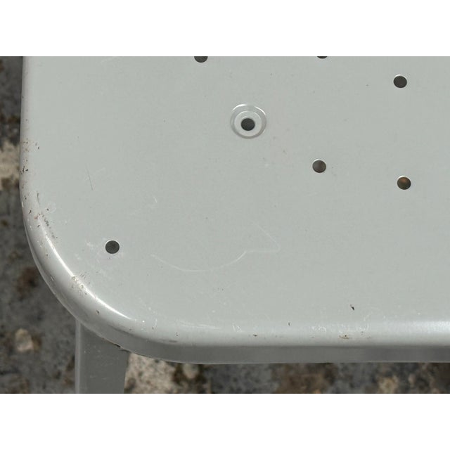 Metal Vintage Industrial Gray Metal Bar Stools Lyon Workspace Model 1901, Pair For Sale - Image 7 of 12