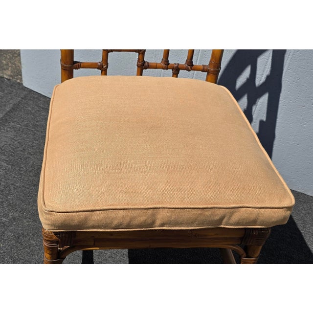 Vintage Baker Furniture Chippendale Bamboo Side Chair W Leather Straps For Sale - Image 10 of 14
