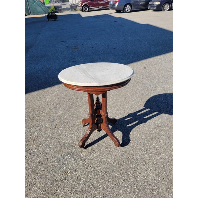 19th Century American Victorian Marble Side Table For Sale - Image 14 of 18