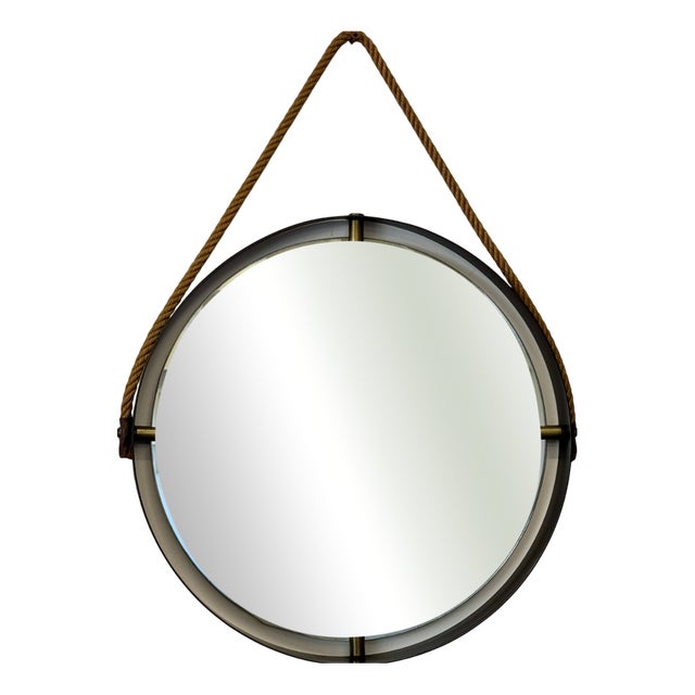 Vintage Iron and Brass Mirror, 1950s For Sale
