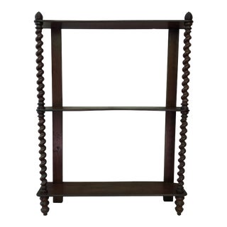 19th Century French Mahogany Wood Shelf with Twisted Column For Sale