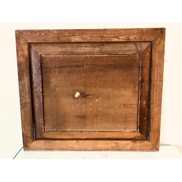 Brown Vintage Oak Wood & Gold Accented Frame For Sale - Image 8 of 9