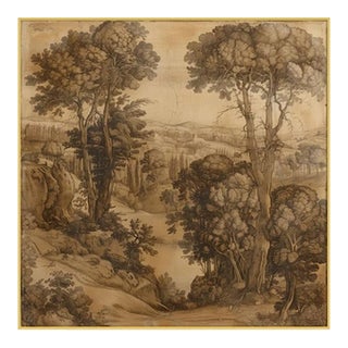 18' X 18" Famed Original Sepia Landscape Print 16th Century Style For Sale