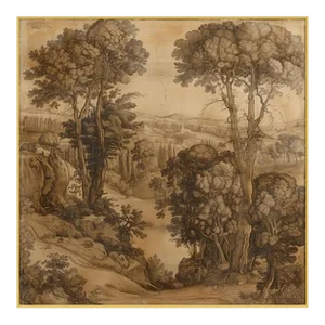 18' X 18" Famed Original Sepia Landscape Print 16th Century Style