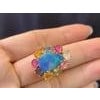 Bochic "Capri" Vintage Blue Opal & Ruby Ring Set In 18K Gold & Silver For Sale - Image 16 of 18