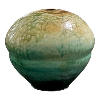 Vintage Raku Studio Pottery Vase by Joe Winter For Sale