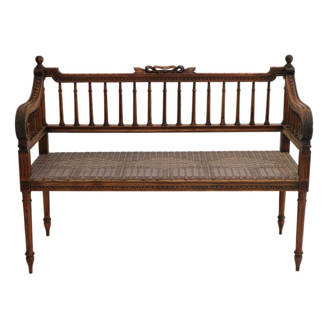 Late 20th Century Louis the XVI Style Maitland-Smith Carved Garden Settee For Sale